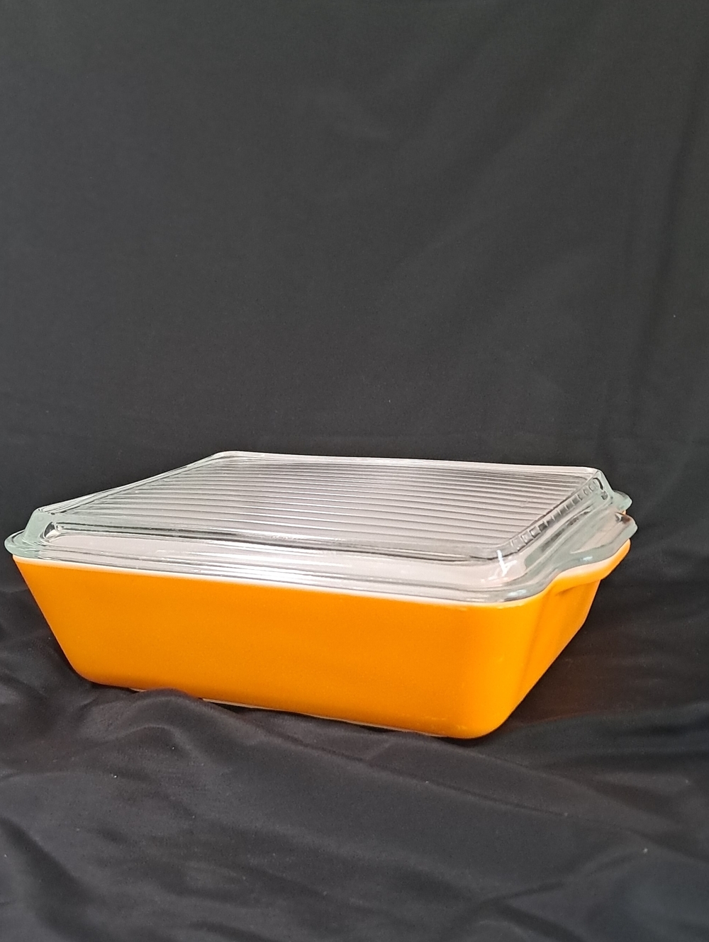 Orange Glass Casserole Dish with Clear Glass Lid - Home Kitchen